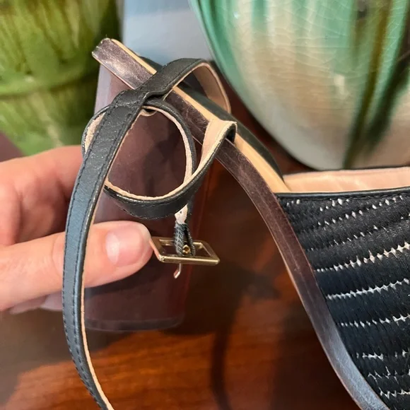 AD & Daughters Block Wooden Heel Haddix Square Toe Dress Sandals Black 9.5 NEW - Picture 3 of 11